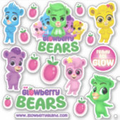 カスタムカットのグローベリーベアビニールステッカー シール (正面)