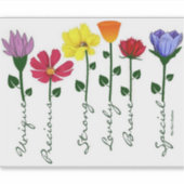 カスタムカットのビニールのシール – ワイルドフラワーn'ワード シール (正面)