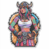 カスタムカットのビニールのステッカー：戦士の女性 シール (正面)