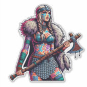 カスタムカットのビニールのステッカー：戦士の女性 シール (正面)