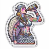 カスタムカットのビニールのステッカー：戦士の女性 シール (正面)