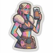 カスタムカットのビニールのステッカー：戦士の女性 シール (正面)