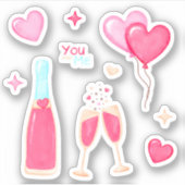 カスタムカットのビニールステッカーバレンタインデー シール (正面)