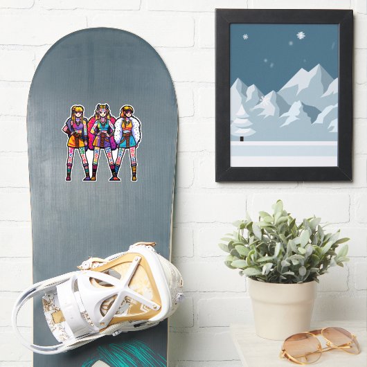 カスタムカットのビニール貼り付けステッカー: 3人戦士の女性 シール (スノーボード)