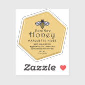 カスタムカットイエロービニール六角形蜂蜜ラベル シール (シート)