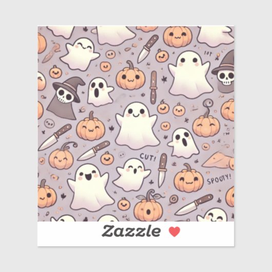 カスタムカットビニールハロウィンステッカー4" x 4" シール (シート)