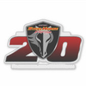 カスタムカット20周年記念ビニルホワイト シール (正面)