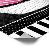 カスタムカップケーキダマスク誕生日バナー ポスター (角)