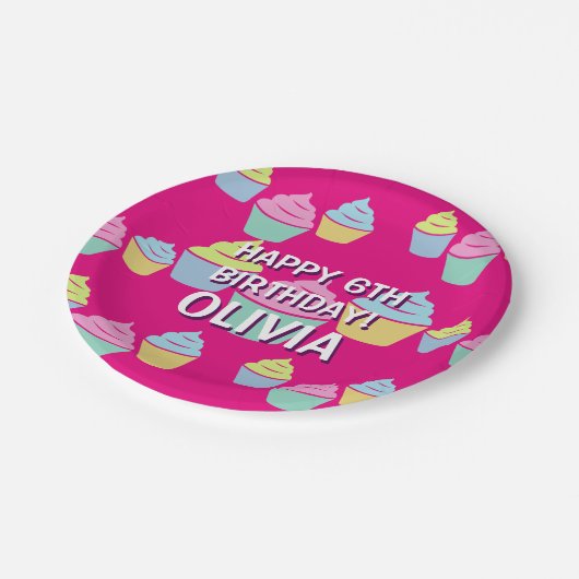 カスタムカップケーキプリント子供の誕生日パーティープレート ペーパープレート (アングル)