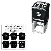 カスタムカップケーキ ５個買ったら１個無料パンチカード ベーカリー ロイヤルティ セルフインキングスタンプ (インサイチュ)