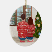 カスタムカップルのクリスマスオーナメント セラミックオーナメント (右)