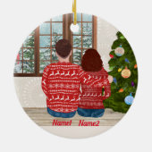 カスタムカップルのクリスマスオーナメント セラミックオーナメント (裏面)