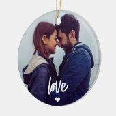 カスタムカップルのフォトスクリプトラブ セラミックオーナメント (左)