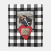 カスタムカップルの写真名イニシャル婚約 フリースブランケット (正面)