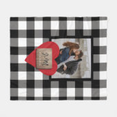 カスタムカップルの写真名イニシャル婚約 フリースブランケット (正面(横))