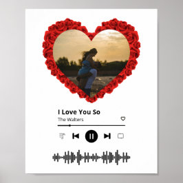 カスタムカップルの写真 |ハートの花 ポスター