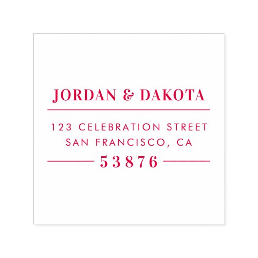 カスタムカップルの名レッド結婚差出人住所 セルフインキングスタンプ (デザイン)