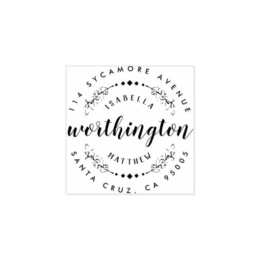 カスタムカップルの姓結婚差出人住所 ラバースタンプ (インプリント)