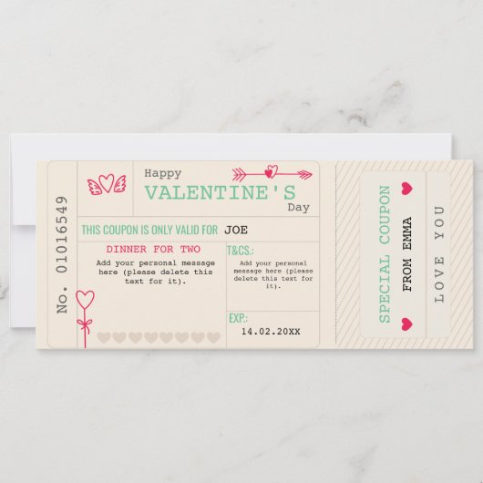 カスタムカップルバレンタインデーヴィンテージクーポン シーズンカード (正面)