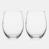 カスタムカップルモノグラム命日 ステムなしワイングラス (左)