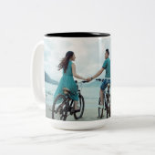 カスタムカップル写パーソナライズされた真 ツートーンマグカップ (正面左)