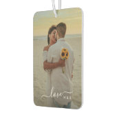 カスタムカップル写真とシンプル引用文文字 カーエアーフレッシュナー (左)