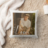 カスタムカップル写真エレガントワンラブ文字 クッション (ブランケット)