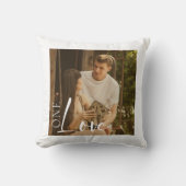 カスタムカップル写真エレガントワンラブ文字 クッション (正面)