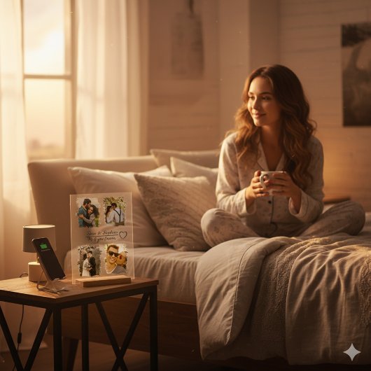 カスタムカップル写真コラージュと任意の文字 アクリルサイン