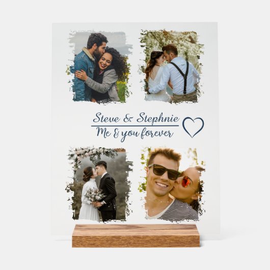 カスタムカップル写真コラージュと任意の文字 アクリルサイン (正面)