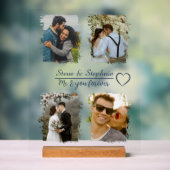 カスタムカップル写真コラージュと任意の文字 アクリルサイン (ニュートラル)