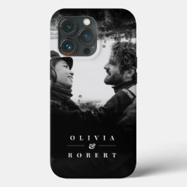 カスタムカップル写真スタイリッシュ黒抽象芸術 iPhone 13 PROケース