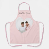 カスタムカップル写真ハート赤面ピンク記念日 エプロン (正面)
