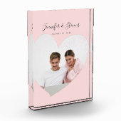 カスタムカップル写真ハート赤面ピンク フォトブロック (左)