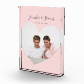 カスタムカップル写真ハート赤面ピンク フォトブロック (右)