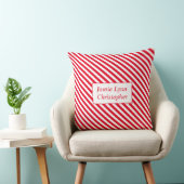カスタムカップル名の赤/白ストライプ色 クッション (椅子)