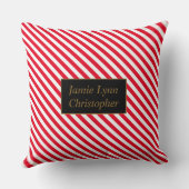 カスタムカップル名の赤/白ストライプ色 クッション (裏面)