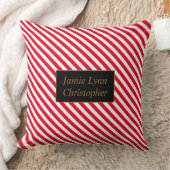 カスタムカップル名の赤/白ストライプ色 クッション (ブランケット)