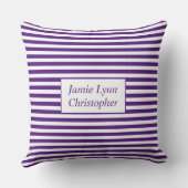 カスタムカップル名パープル/ホワイトストライプ クッション (裏面)