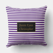 カスタムカップル名パープル/ホワイトストライプ クッション (裏面)