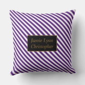 カスタムカップル名パープル/ホワイトストライプ クッション (裏面)