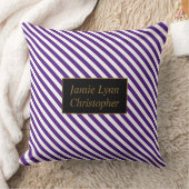 カスタムカップル名パープル/ホワイトストライプ クッション (ブランケット)
