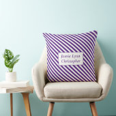 カスタムカップル名パープル/ホワイトストライプ クッション (椅子)