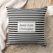 カスタムカップル名ブラック/ホワイトストライプ クッション (ブランケット)