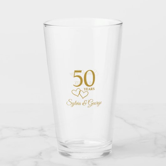 カスタムカップル名記念50周年記念品 タンブラーグラス (裏面)