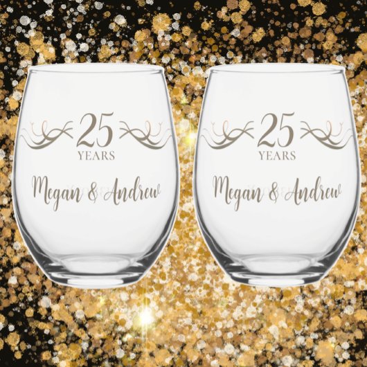 カスタムカップル名25周年記念キープサケ ステムなしワイングラス