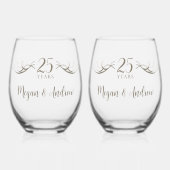 カスタムカップル名25周年記念キープサケ ステムなしワイングラス (正面)
