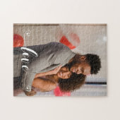 カスタムカップル愛手書き写真ギフト ジグソーパズル (横)