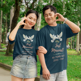 カスタムカップル記念日 "Just Married" トライブレンドTシャツ