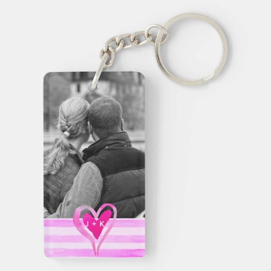 カスタムカップル2 X写真水色ハート キーホルダー (裏面)